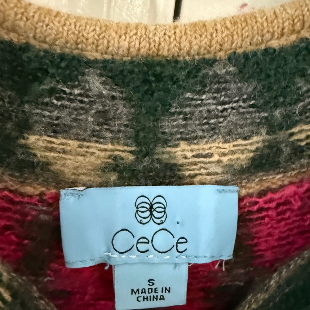 Cabincore Cece Fair Isle Funnel Neck Sweater Small Oversized Relaxed EUC Cozy - Picture 6 of 6